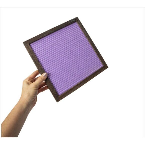 Brand New Purple Cafe Felt Letter Board With Wood Frame 10in x 10in - Picture 2 of 3